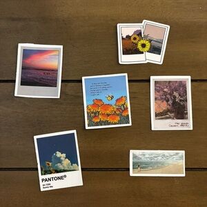 Colorful Art Postcard Themed Sticker Set - Pack of 6